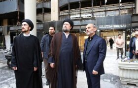بازدید سید حسن خمینی از ساختمان شیشه ای تلوزیون بعد از حمله رژیم صهیونی