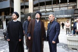 بازدید سید حسن خمینی از ساختمان شیشه ای تلوزیون بعد از حمله رژیم صهیونی