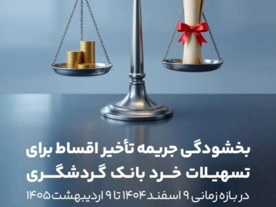 بخشودگی جریمه تأخیر اقساط برای تسهیلات خرد بانک گردشگری در بازه زمانی ۹ اسفند ۱۴۰۴ تا ۹ اردیبهشت
